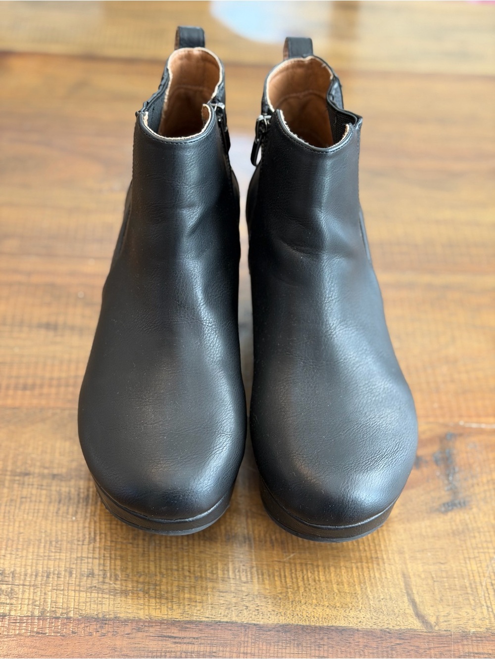 Yellow Box Black Leather Ankle Booties